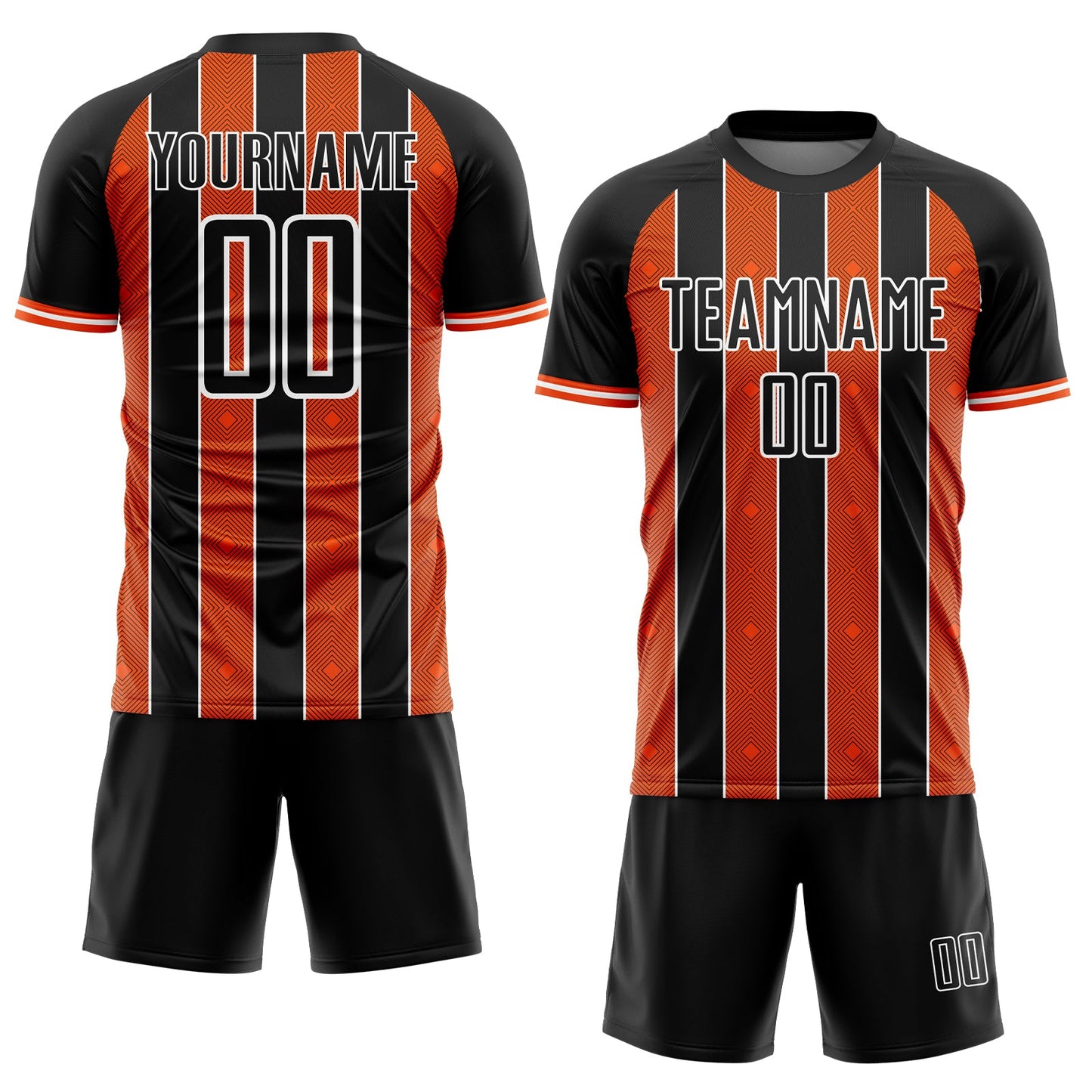 Custom Black Orange-White Pinstripe Line Sports Sublimation Soccer Uniform Jersey Limited