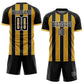 Custom Black Gold-White Pinstripe Line Sports Sublimation Soccer Uniform Jersey Limited
