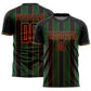 Custom Black Green-Orange Pinstripe Line Sports Sublimation Soccer Uniform Jersey