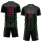 Custom Black Green-Pink Pinstripe Line Sports Sublimation Soccer Uniform Jersey Limited