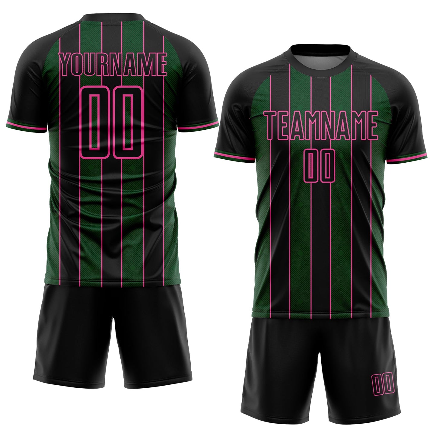Custom Black Green-Pink Pinstripe Line Sports Sublimation Soccer Uniform Jersey Limited