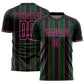 Custom Black Green-Pink Pinstripe Line Sports Sublimation Soccer Uniform Jersey