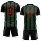 Custom Black Kelly Green-Orange Pinstripe Line Sports Sublimation Soccer Uniform Jersey Limited