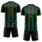 Custom Black Kelly Green-Old Gold Pinstripe Line Sports Sublimation Soccer Uniform Jersey Limited