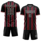 Custom Black Crimson-Cream Pinstripe Line Sports Sublimation Soccer Uniform Jersey Limited