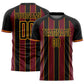 Custom Black Crimson-Gold Pinstripe Line Sports Sublimation Soccer Uniform Jersey