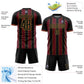 Custom Black Crimson-Old Gold Pinstripe Line Sports Sublimation Soccer Uniform Jersey Limited