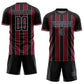 Custom Black Crimson-Gray Pinstripe Line Sports Sublimation Soccer Uniform Jersey Limited