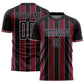 Custom Black Crimson-Gray Pinstripe Line Sports Sublimation Soccer Uniform Jersey