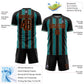 Custom Black Teal-Orange Pinstripe Line Sports Sublimation Soccer Uniform Jersey Limited