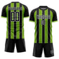 Custom Black Neon Green-White Pinstripe Line Sports Sublimation Soccer Uniform Jersey Limited