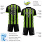Custom Black Neon Green-White Pinstripe Line Sports Sublimation Soccer Uniform Jersey Limited