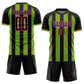 Custom Black Neon Green-Pink Pinstripe Line Sports Sublimation Soccer Uniform Jersey Limited