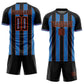 Custom Black Powder Blue-Orange Pinstripe Line Sports Sublimation Soccer Uniform Jersey Limited