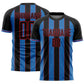 Custom Black Powder Blue-Red Pinstripe Line Sports Sublimation Soccer Uniform Jersey