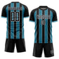 Custom Black Panther Blue-White Pinstripe Line Sports Sublimation Soccer Uniform Jersey Limited