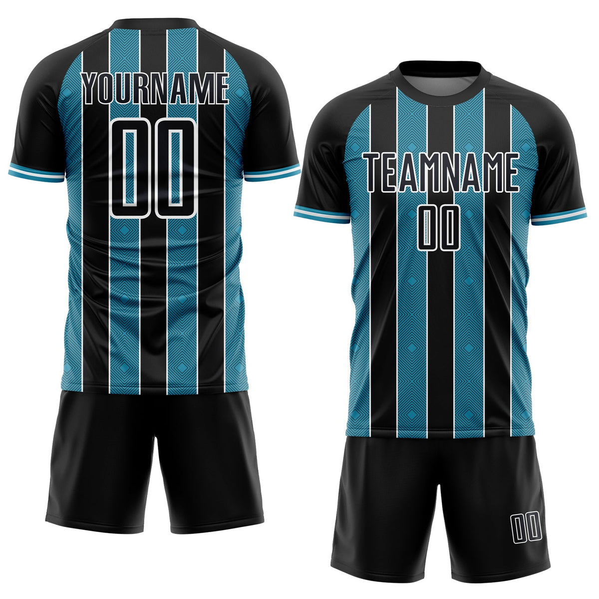 Custom Black Panther Blue-White Pinstripe Line Sports Sublimation Soccer Uniform Jersey Limited