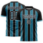 Custom Black Panther Blue-White Pinstripe Line Sports Sublimation Soccer Uniform Jersey