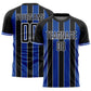 Custom Black Thunder Blue-White Pinstripe Line Sports Sublimation Soccer Uniform Jersey