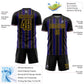 Custom Black Dark Purple-Gold Pinstripe Line Sports Sublimation Soccer Uniform Jersey Limited
