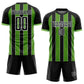 Custom Black Aurora Green-White Pinstripe Line Sports Sublimation Soccer Uniform Jersey Limited