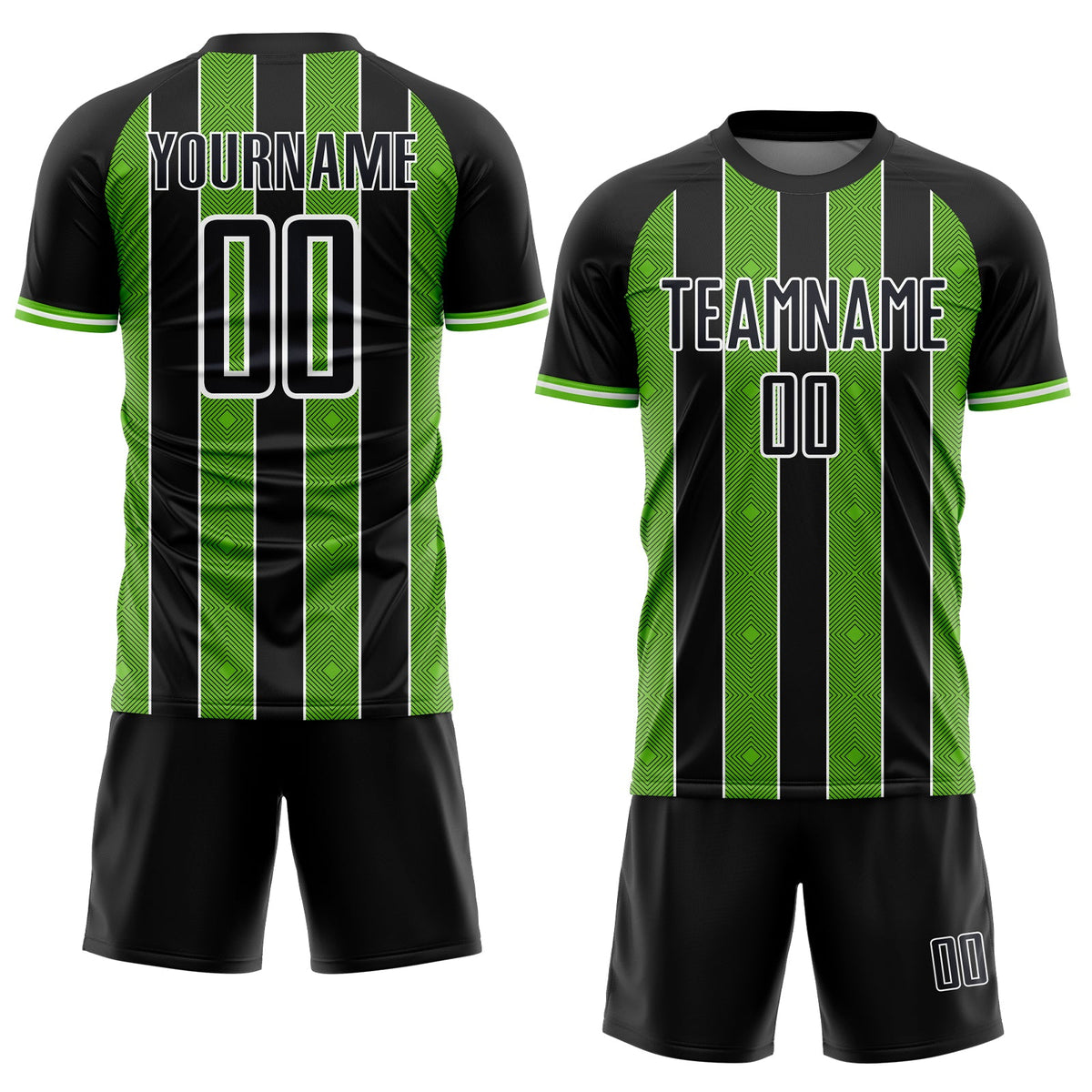 Custom Black Aurora Green-White Pinstripe Line Sports Sublimation Soccer Uniform Jersey Limited