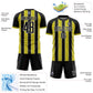 Custom Black Light Yellow-White Pinstripe Line Sports Sublimation Soccer Uniform Jersey Limited