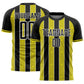 Custom Black Light Yellow-White Pinstripe Line Sports Sublimation Soccer Uniform Jersey