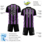 Custom Black Medium Purple-White Pinstripe Line Sports Sublimation Soccer Uniform Jersey Limited