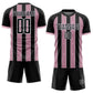 Custom Black Light Pink-White Pinstripe Line Sports Sublimation Soccer Uniform Jersey Limited