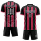 Custom Black Neon Pink-White Pinstripe Line Sports Sublimation Soccer Uniform Jersey Limited
