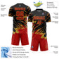 Custom Black Red-Old Gold Abstract Fragment Art Splash Sports Sublimation Soccer Uniform Jersey Limited