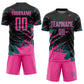 Custom Black Pink-Teal Abstract Fragment Art Splash Sports Sublimation Soccer Uniform Jersey Limited