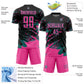 Custom Black Pink-Teal Abstract Fragment Art Splash Sports Sublimation Soccer Uniform Jersey Limited