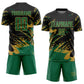 Custom Black Kelly Green-Old Gold Abstract Fragment Art Splash Sports Sublimation Soccer Uniform Jersey Limited