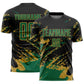 Custom Black Kelly Green-Old Gold Abstract Fragment Art Splash Sports Sublimation Soccer Uniform Jersey