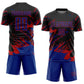 Custom Black Royal-Red Abstract Fragment Art Splash Sports Sublimation Soccer Uniform Jersey Limited