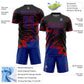 Custom Black Royal-Red Abstract Fragment Art Splash Sports Sublimation Soccer Uniform Jersey Limited