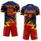 Custom Navy Red-Gold Abstract Fragment Art Splash Sports Sublimation Soccer Uniform Jersey Limited