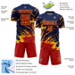 Custom Navy Red-Gold Abstract Fragment Art Splash Sports Sublimation Soccer Uniform Jersey Limited
