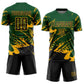 Custom Green Black-Gold Abstract Fragment Art Splash Sports Sublimation Soccer Uniform Jersey Limited