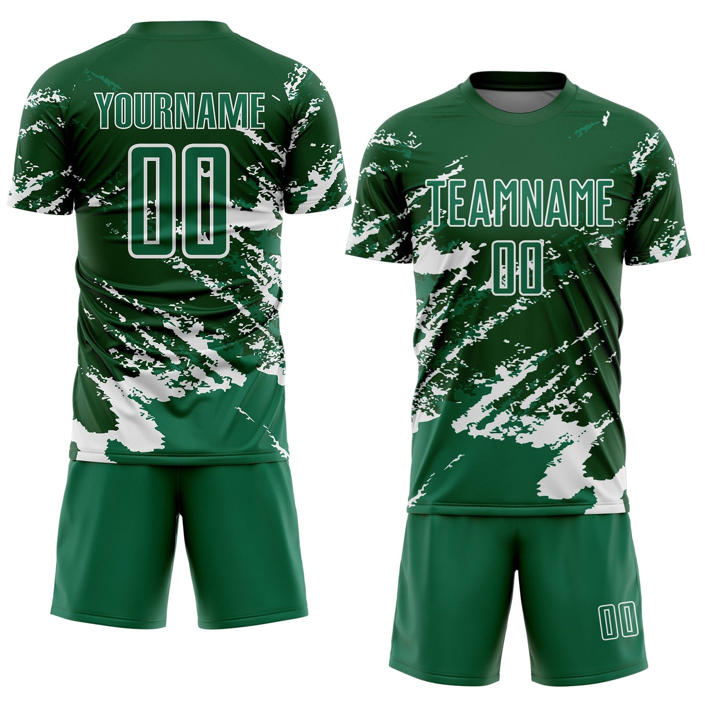 Custom Green Kelly Green-White Abstract Fragment Art Splash Sports Sublimation Soccer Uniform Jersey Limited