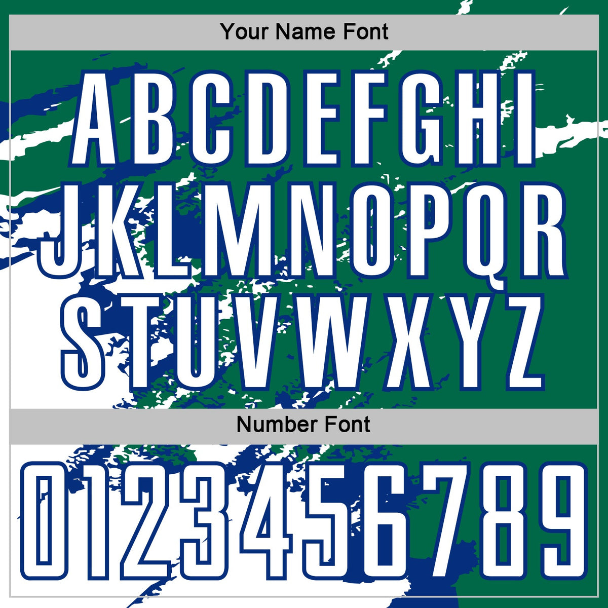 Custom Kelly Green White-Royal Abstract Fragment Art Splash Sports Sublimation Soccer Uniform Jersey Limited