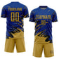 Custom Royal Old Gold-Black Abstract Fragment Art Splash Sports Sublimation Soccer Uniform Jersey Limited