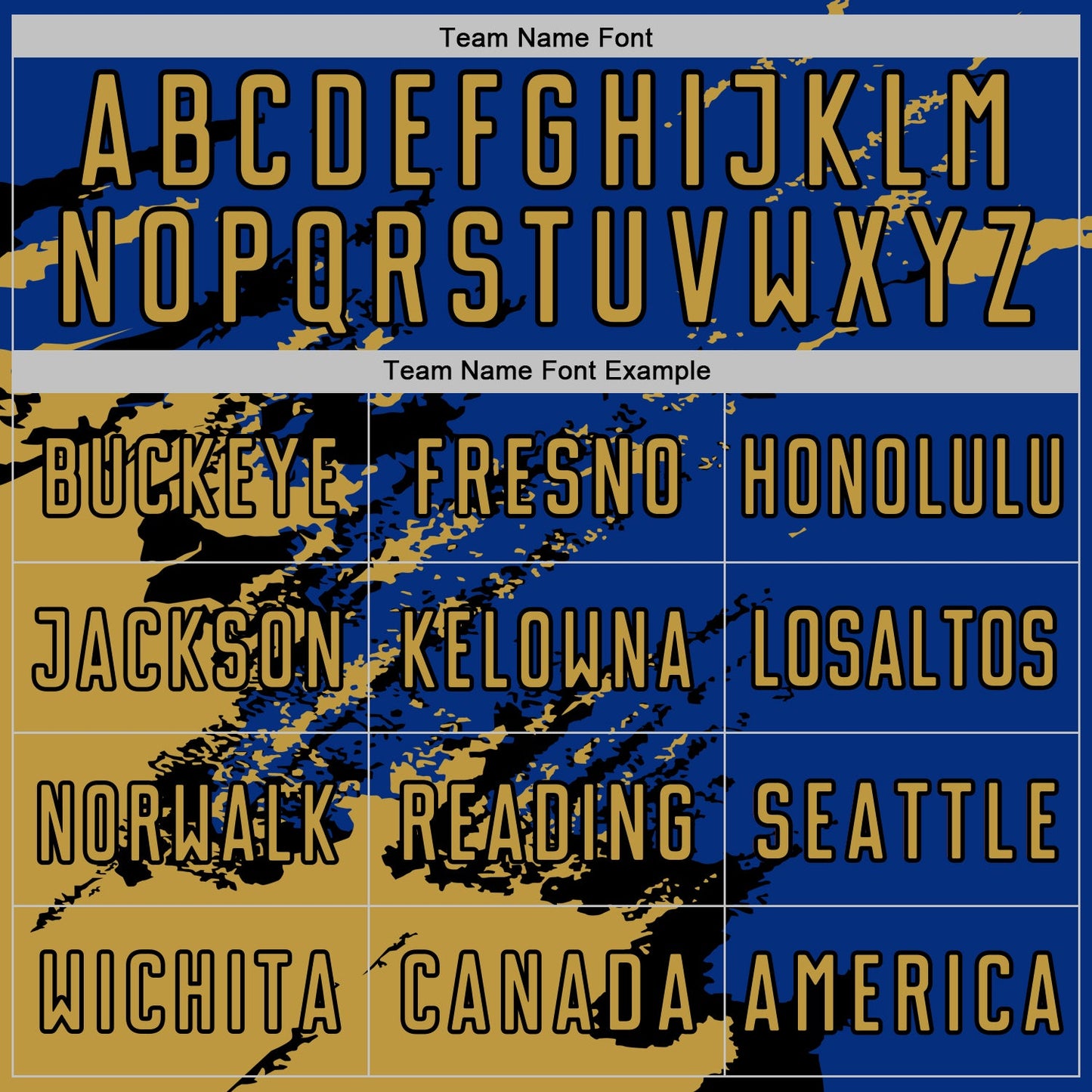 Custom Royal Old Gold-Black Abstract Fragment Art Splash Sports Sublimation Soccer Uniform Jersey Limited