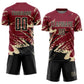Custom Crimson Black-Cream Abstract Fragment Art Splash Sports Sublimation Soccer Uniform Jersey Limited