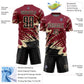 Custom Crimson Black-Cream Abstract Fragment Art Splash Sports Sublimation Soccer Uniform Jersey Limited