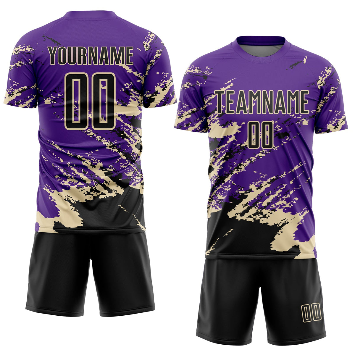Custom Purple Black-Cream Abstract Fragment Art Splash Sports Sublimation Soccer Uniform Jersey Limited
