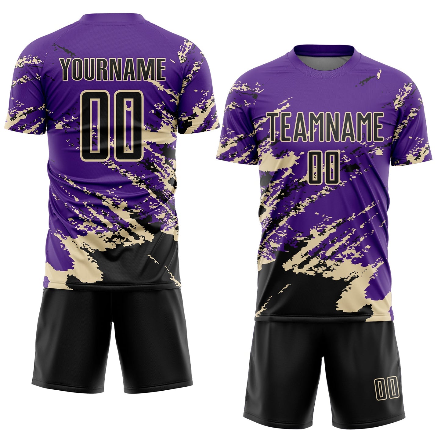 Custom Purple Black-Cream Abstract Fragment Art Splash Sports Sublimation Soccer Uniform Jersey Limited