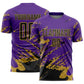 Custom Purple Black-Old Gold Abstract Fragment Art Splash Sports Sublimation Soccer Uniform Jersey